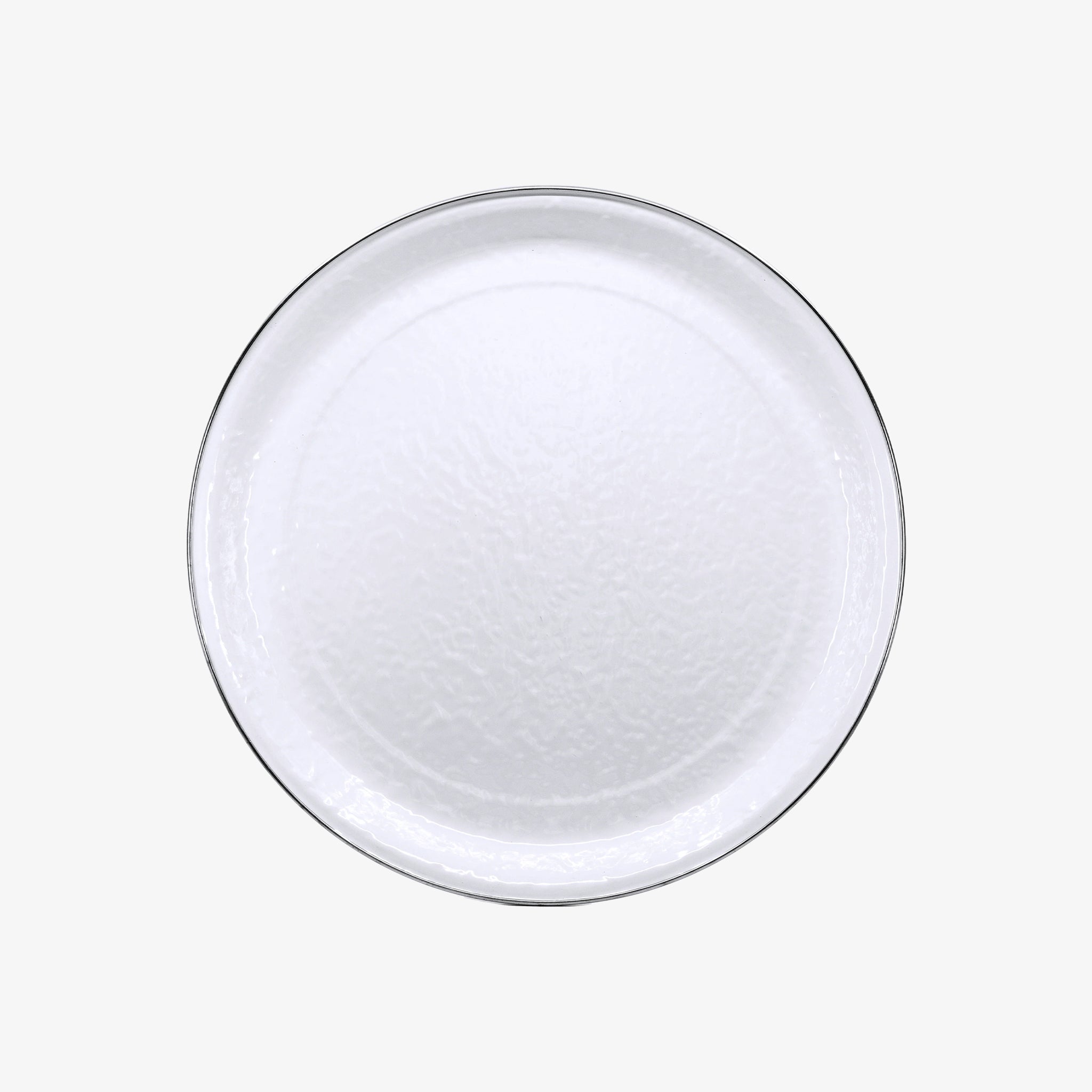 Golden rabbit round White Enamelware Medium Tray on a white background