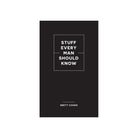 Black book cover with white text 'STUFF EVERY MAN SHOULD KNOW' by Brett Cohen on a white background