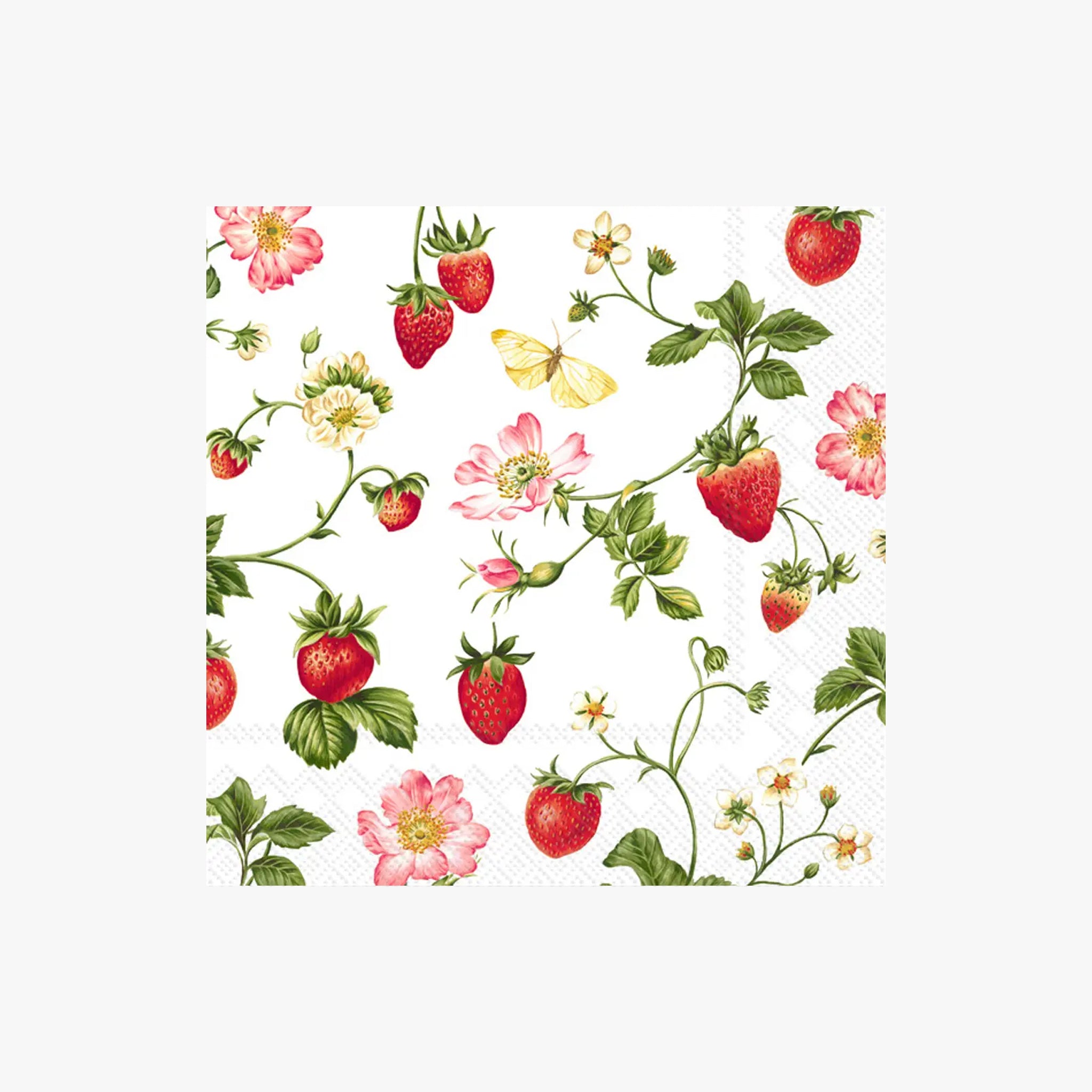 Sweet Strawberry Cocktail Napkin on a white background