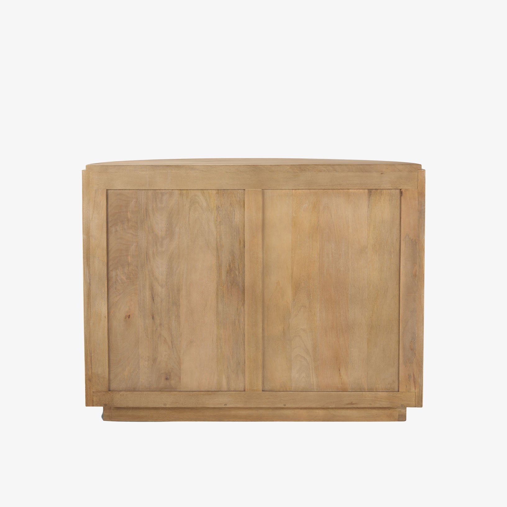 Reeded Half Moon Cabinet in Natural wood on a white background