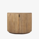 Reeded Half Moon Cabinet in Natural wood on a white background