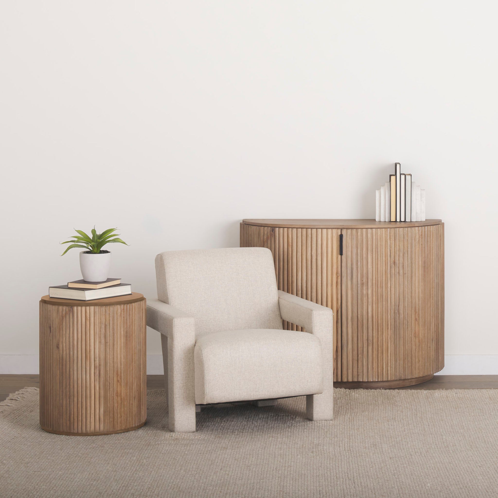 Talia Reeded Half Moon Cabinet in Natural - Addison West 