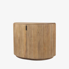 Reeded Half Moon Cabinet in Natural wood on a white background