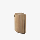 Natural reeded side board with four doors on a white background