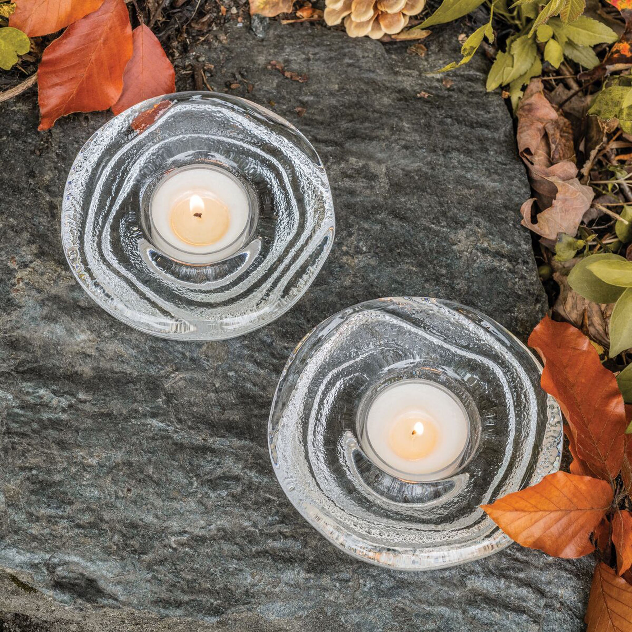 Top view of Thetford Tealight on a rock  at Addison West