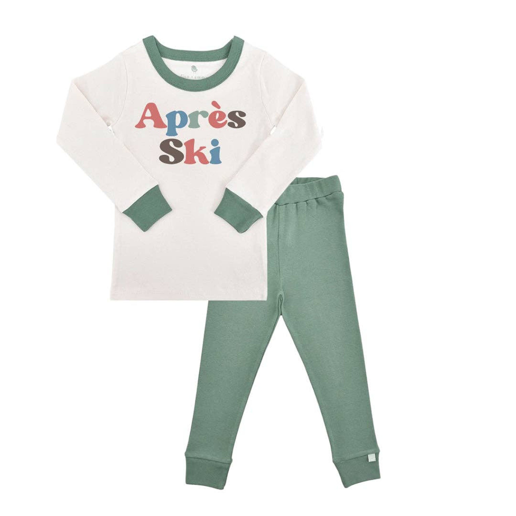 Apres Ski Organic Cotton Toddler PJs on a white background at Addison West