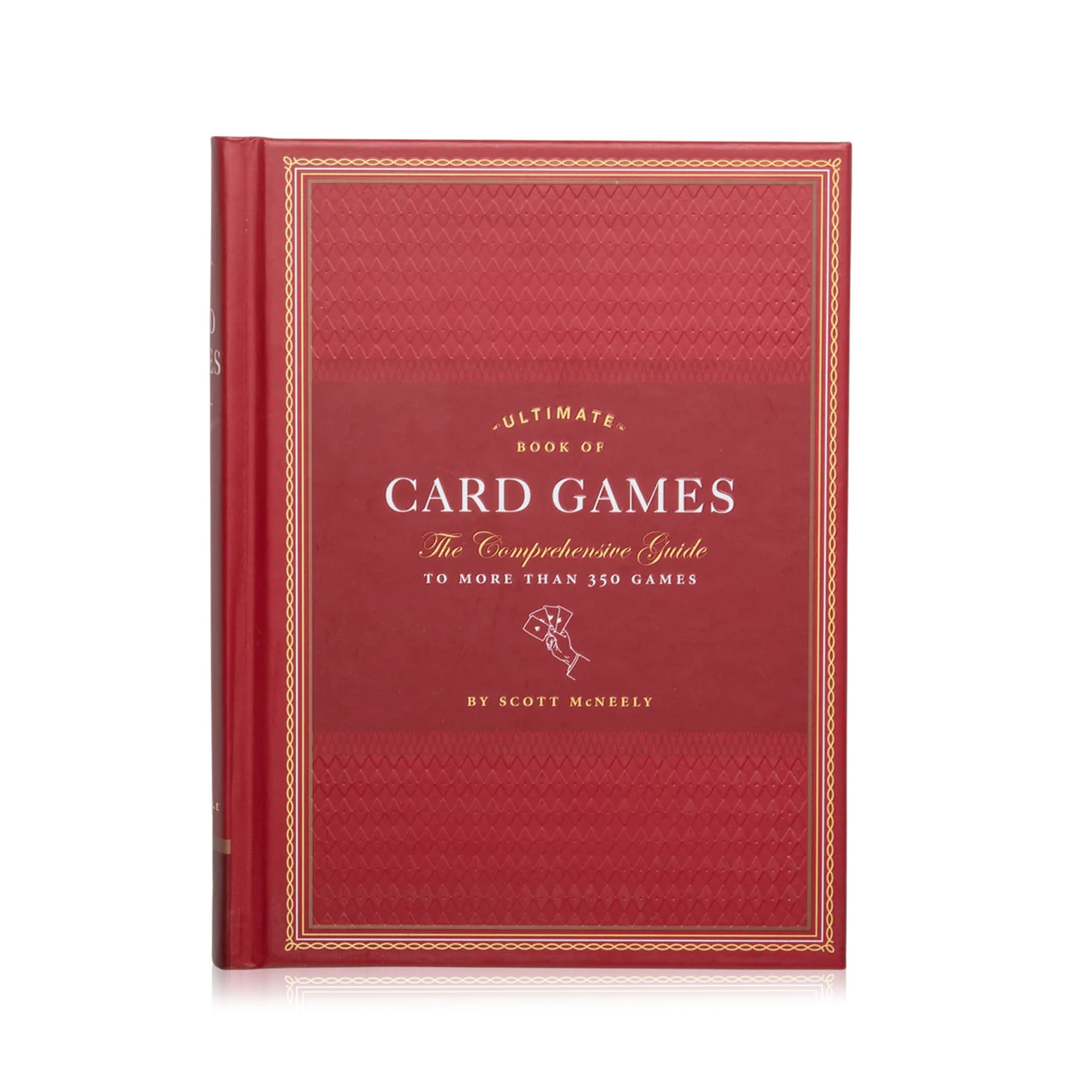 Red front cover of Ultimate Book of Card Games on a white background