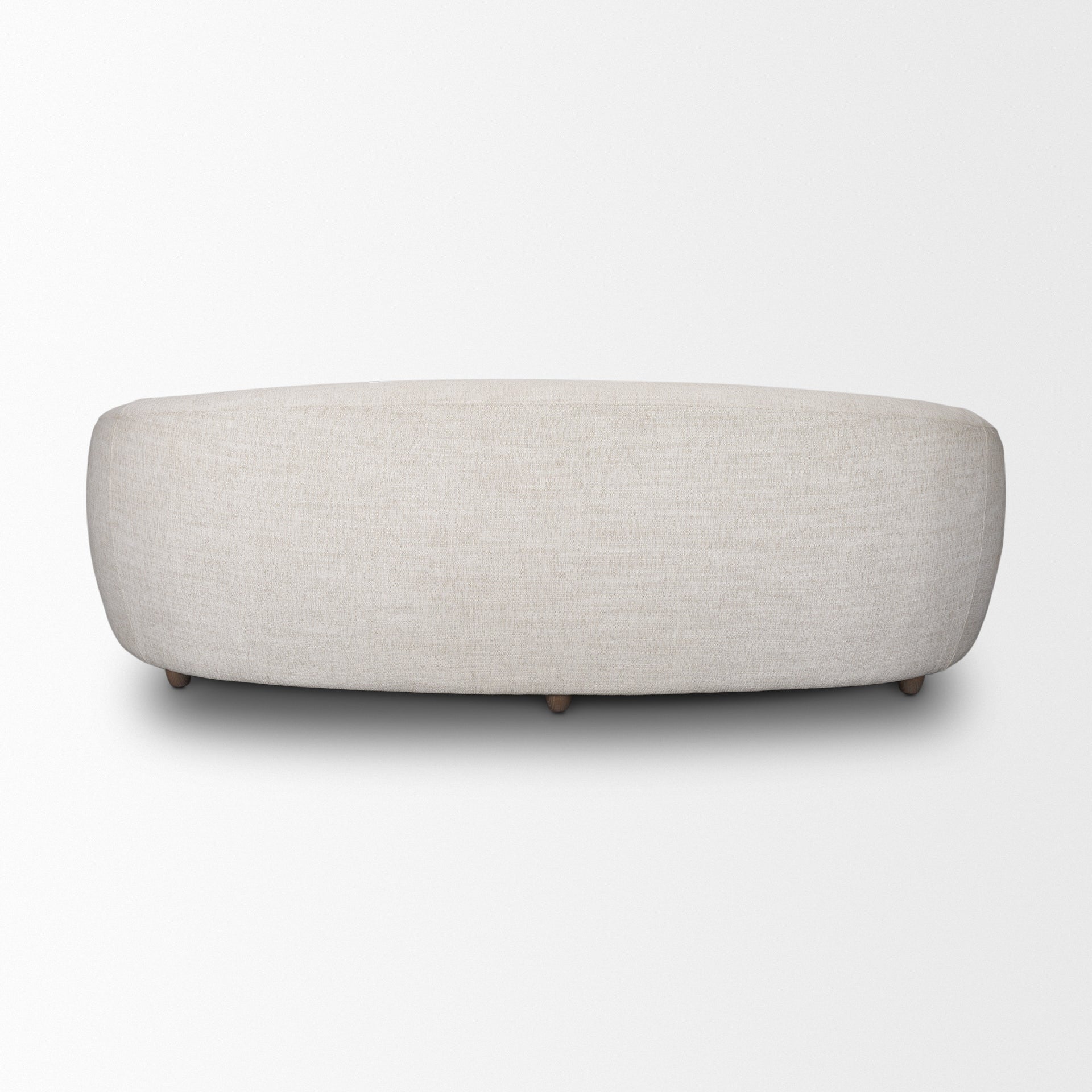 Valentina Oatmeal Upholstered Curved Sofa on a white background