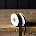 Velvet Ribbon in Forest Green, Medium on a wood table at Addison West