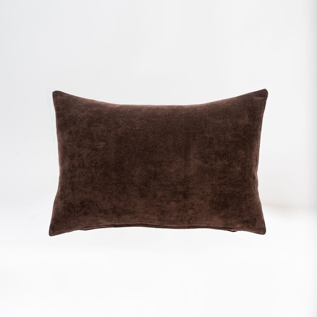 Velvet lumbar rectangular pillow in sangria deep burgundy on a white background