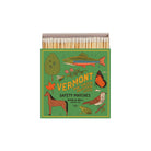 Matches box with Vermont-themed illustrations on a white background