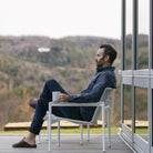 Warren Six Season Flannel in Deepwater on a model at Addison West