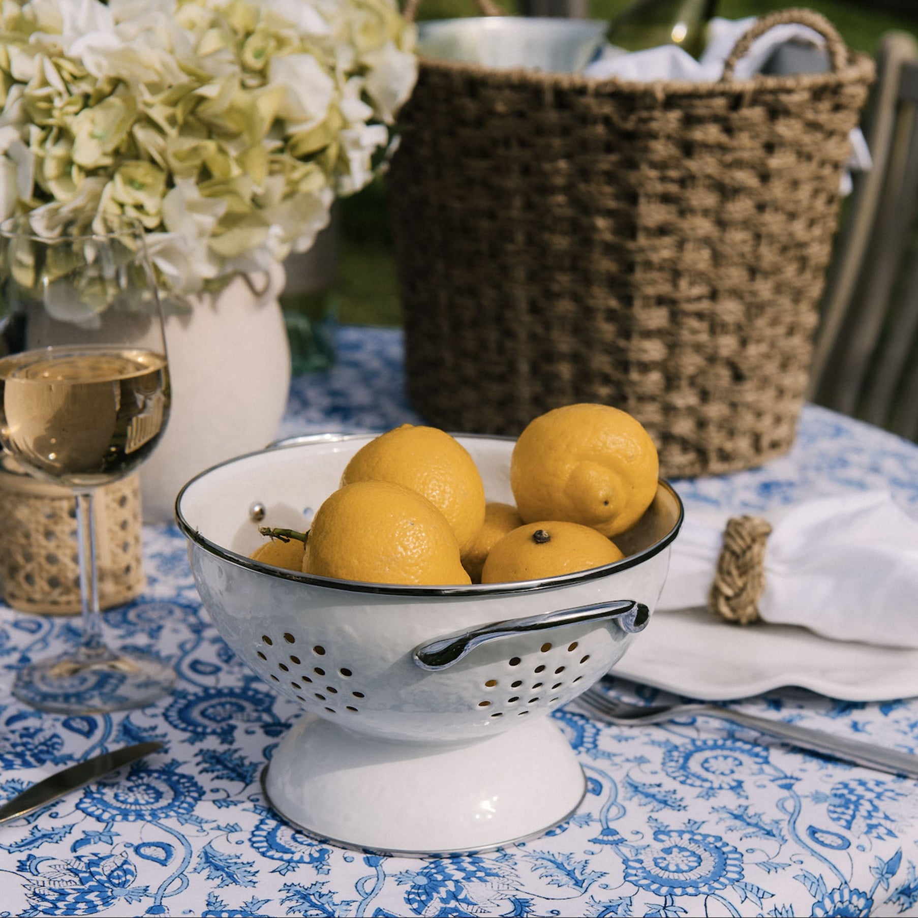 White Enamelware Colander - Medium - Addison West 