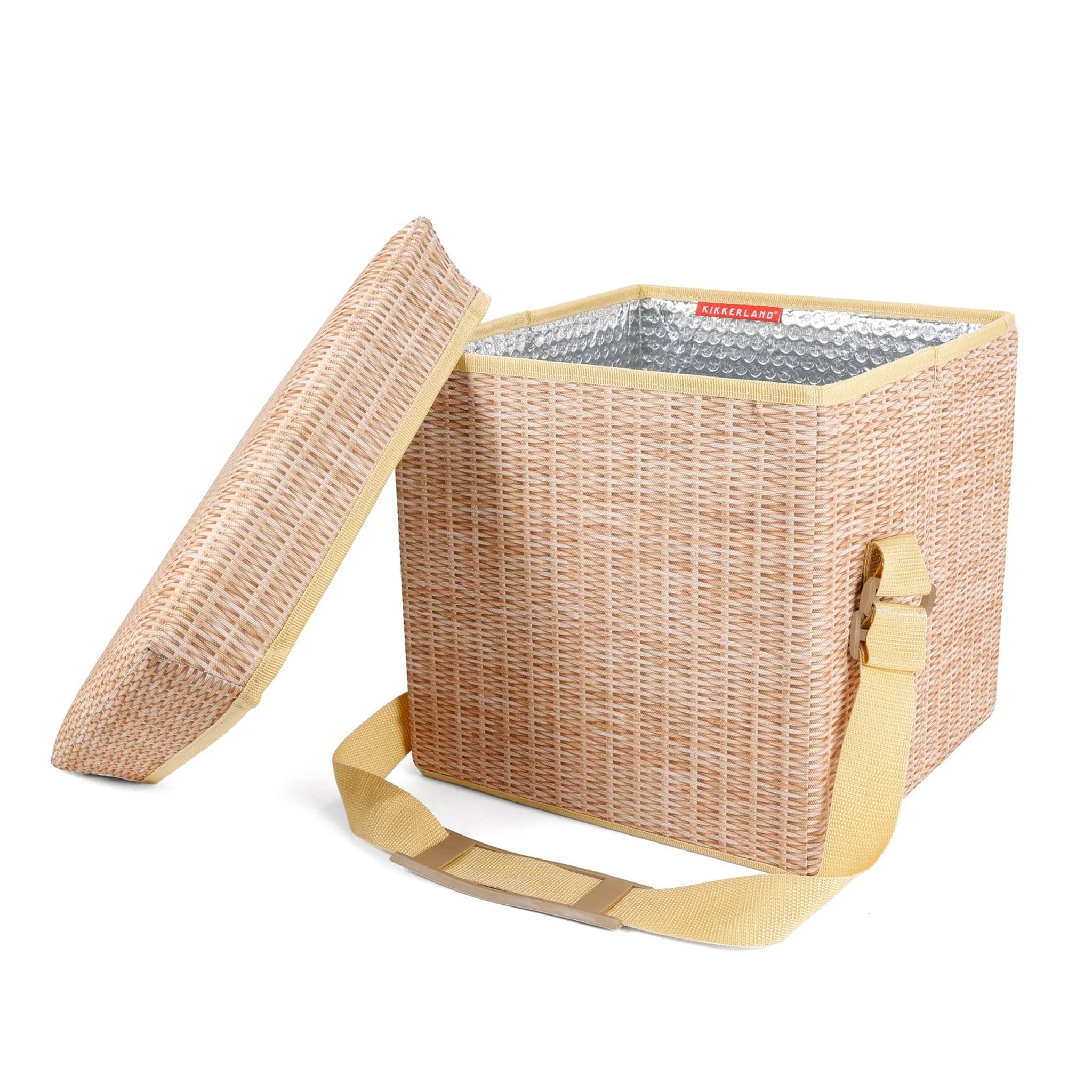 Wicker Picnic Cooler Seat on a white background