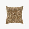 indaba willow kantha sqaure pillow with muted browns and yellows on a white background