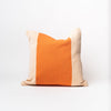 Cotton pillow with bright and dark orange cotton contrast on a white background