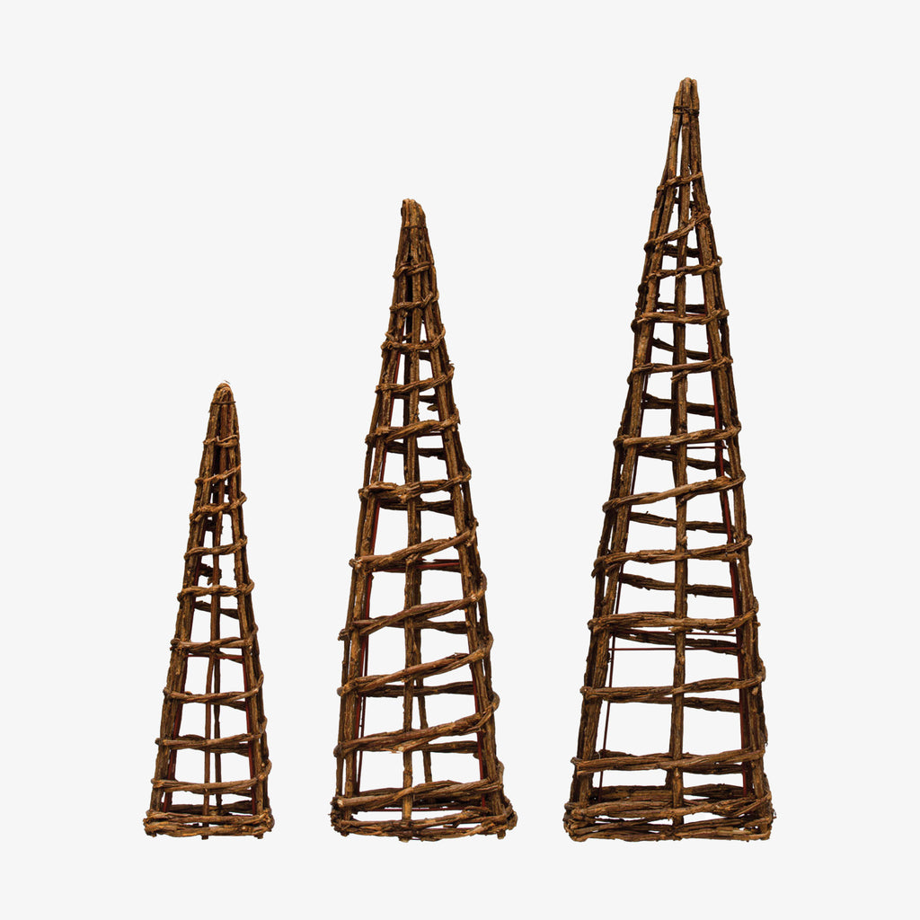 Woven Rattan Nesting Trees on a white background