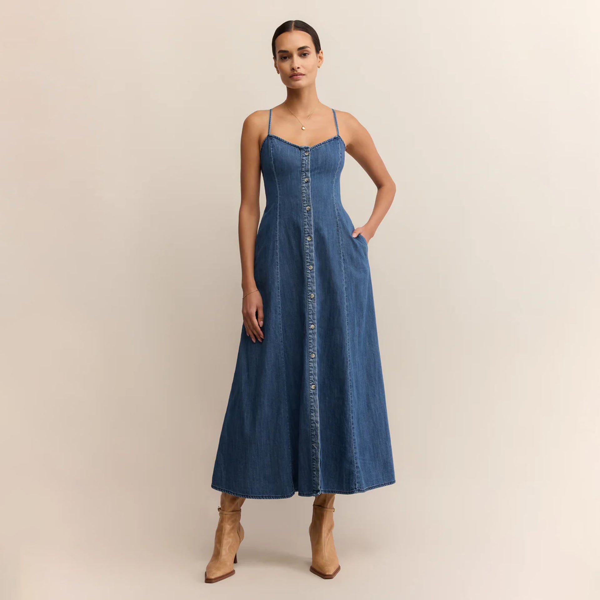 Z Supply Angel Eyes Denim Midi Dress Medium Indigo Addison West Z Supply Angel Eyes Denim Midi Dress Medium Indigo Addison West