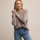 Z Supply Beck Textured Sweater in Light Tavern on a beige background at Addison West