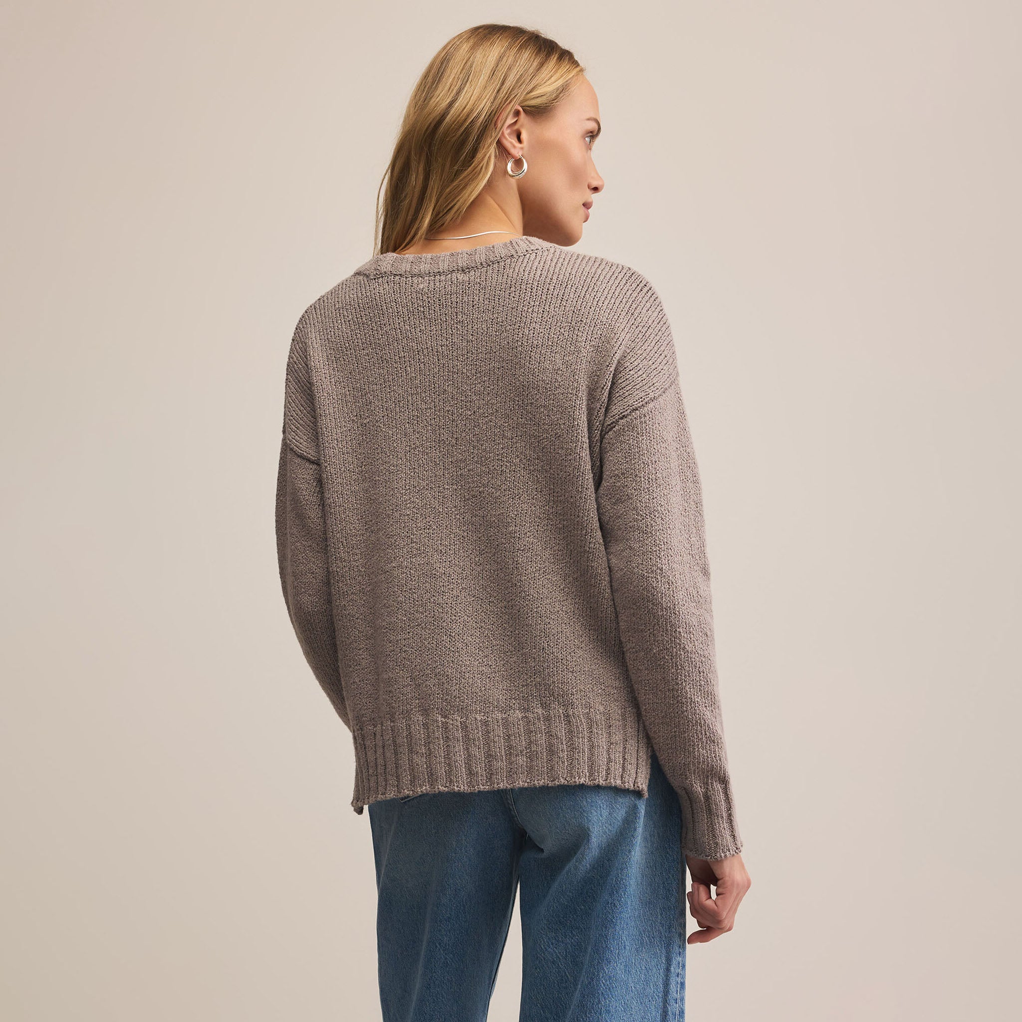 Z Supply Beck Textured Sweater in Light Tavern on a beige background at Addison West