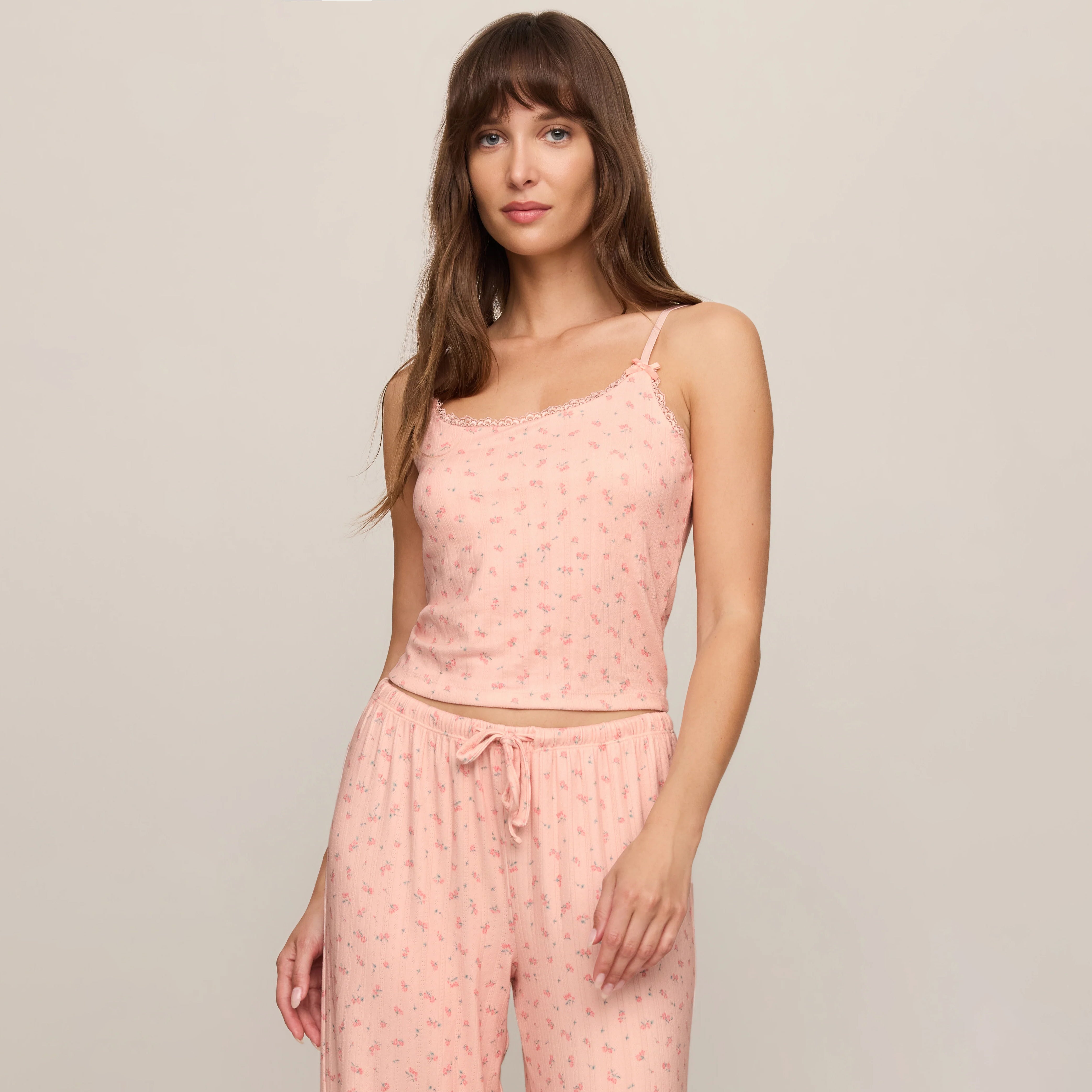 Z Supply Better Off Ditsy Tank in Rosewater shown on model on plain background.