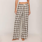 Z Supply Better Off Plaid Pant in Cocoa Bean shown on model on plain background.