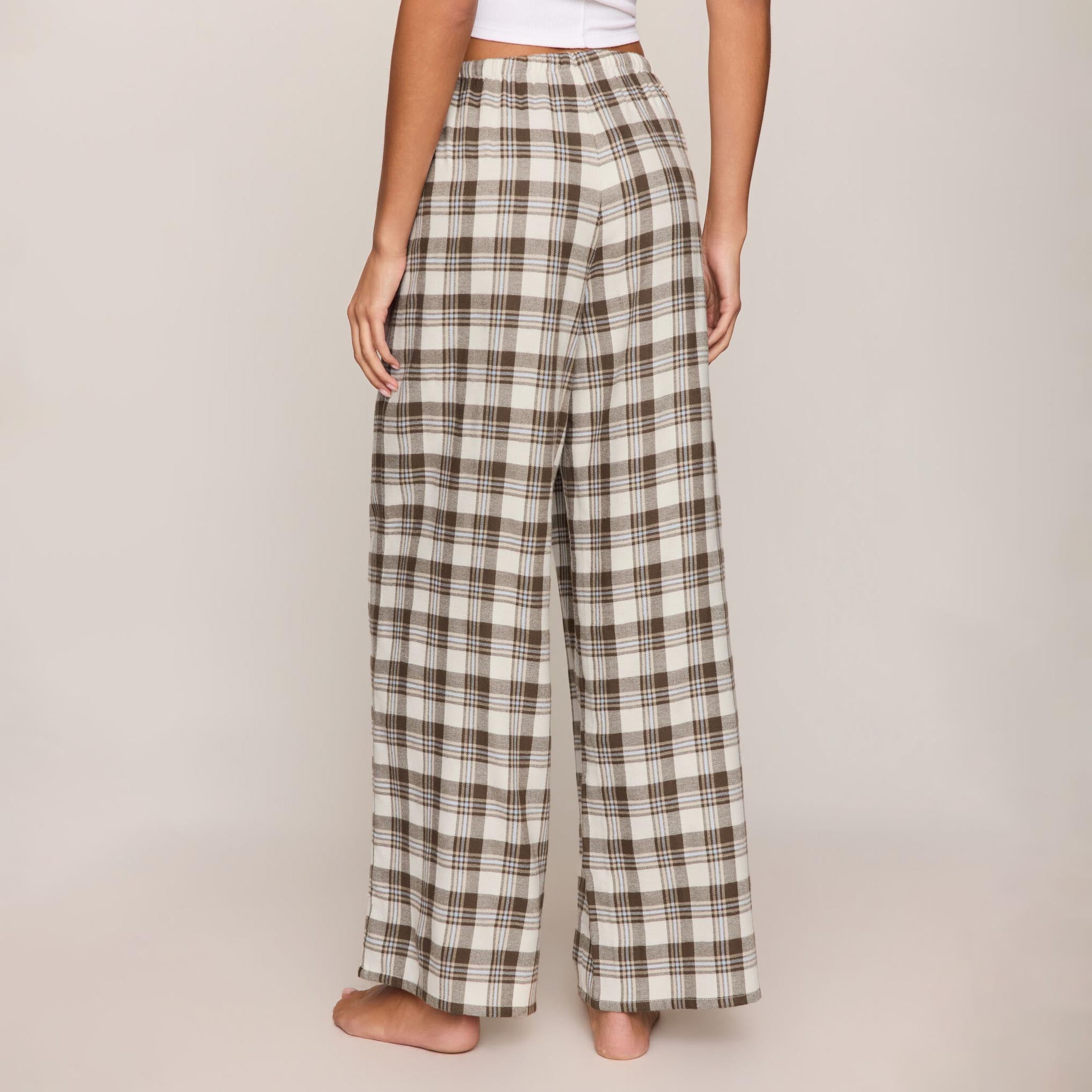 Z Supply Better Off Plaid Pant in Cocoa Bean shown on model on plain background.
