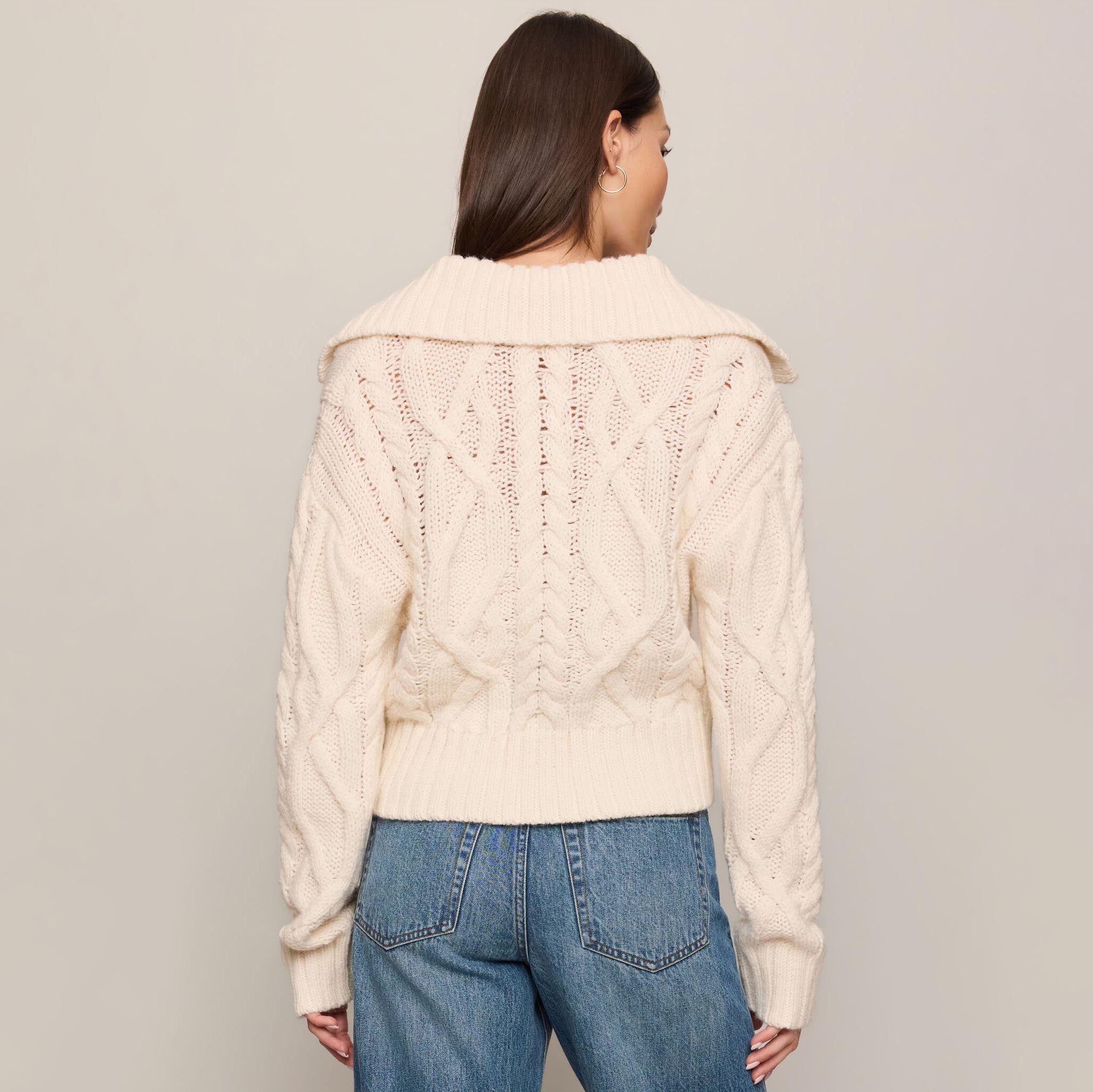 Z Supply Hartwell Sweater in Sandstone shown on model on plain background.