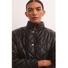 Model wearing Z Supply Heritage Faux Leather Jacket in Black