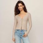 Z Supply Landa Sweater Top in Natural shown on model on plain background.