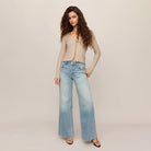 Z Supply Landa Sweater Top in Natural shown on model on plain background.