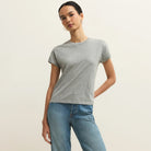 Z Supply Modern Slub Tee in Classic Heather Grey shown on model on plain background.