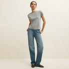Z Supply Modern Slub Tee in Classic Heather Grey shown on model on plain background.