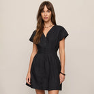 Z Supply Sanna Mini Dress in Black shown on model on plain background.