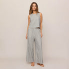 Z Supply Sloane Knit Striped Top in Eclipse shown on model on plain background.