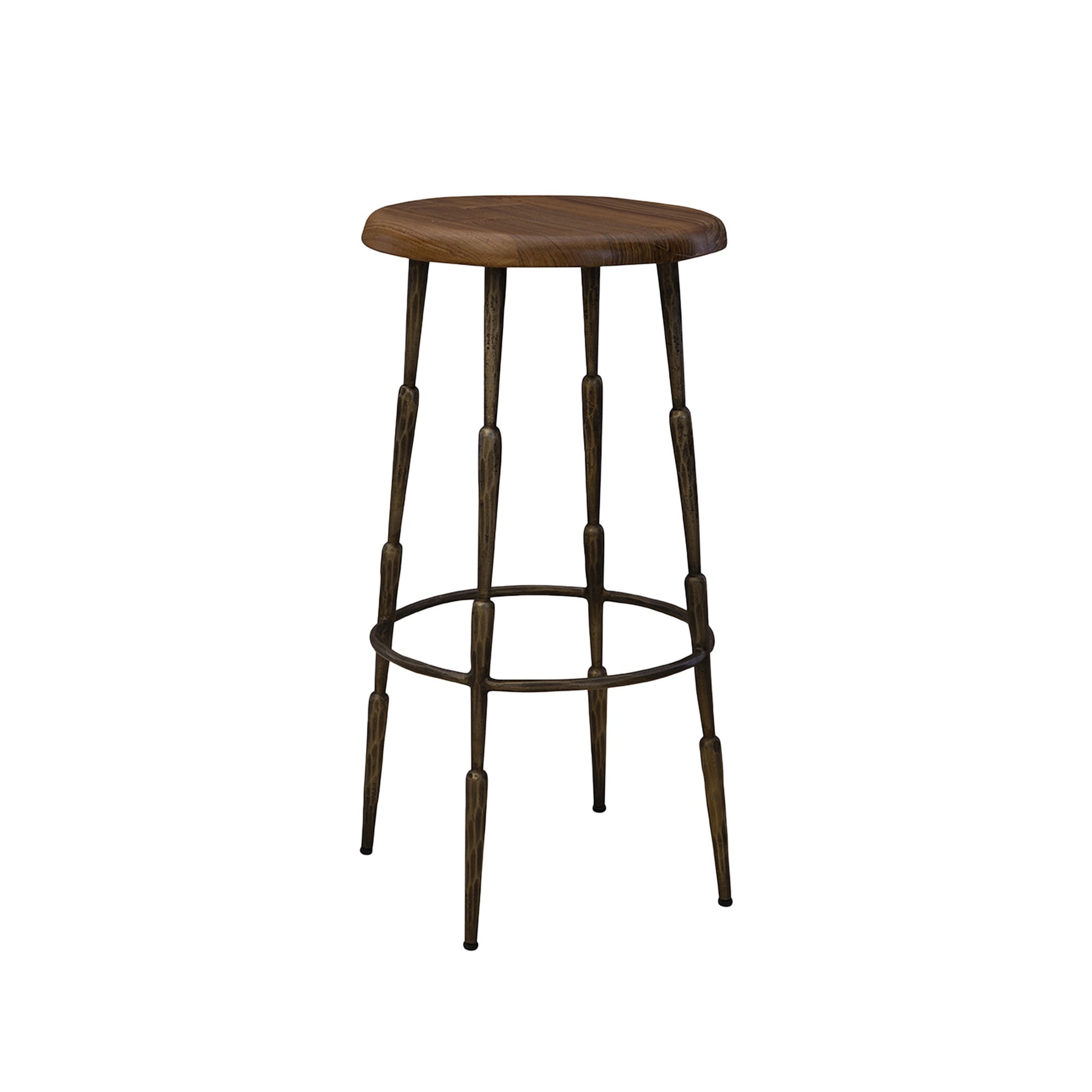 Furniture classics counter stool with iron legs and a wood top. 