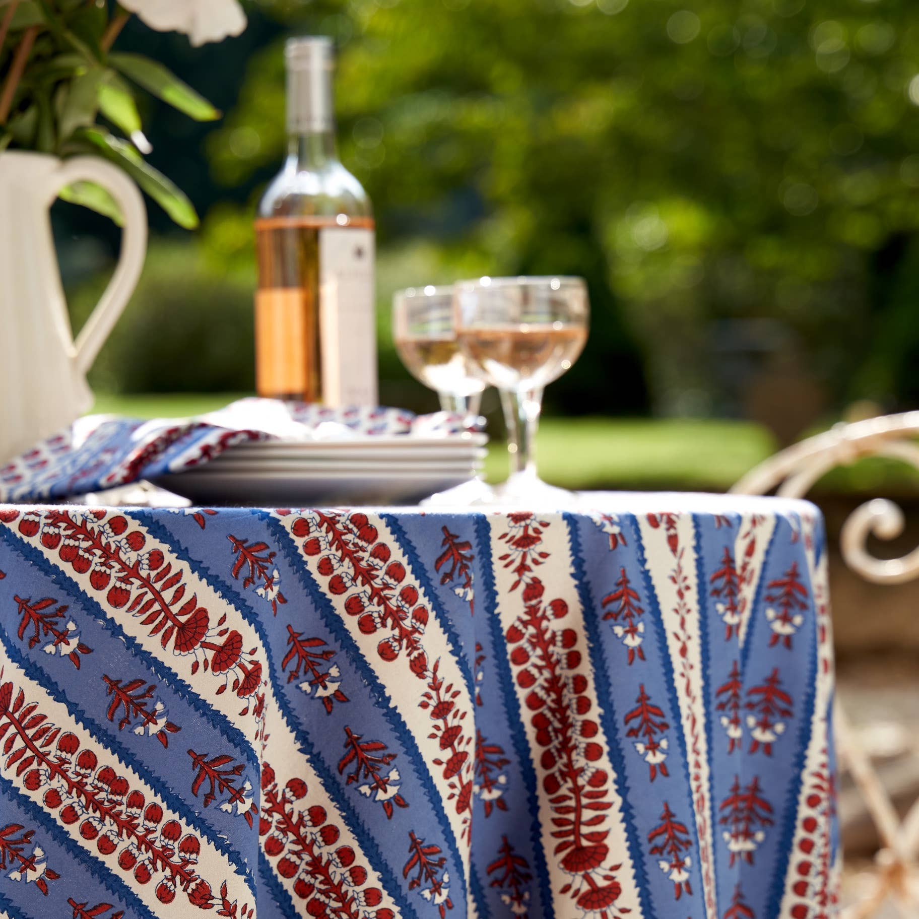 Provence Avignon Tablecloth on a table at Addison West