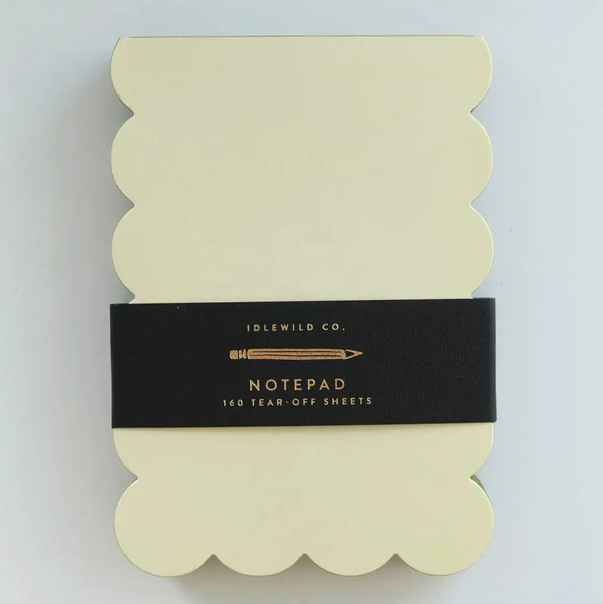 Idlewild Co. Scalloped Shaped Notepad in Chartreuse And Olive on a white background at Addison West