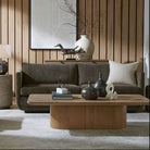 Calder Reclaimed Oak Coffee Table in a living room at Addison West