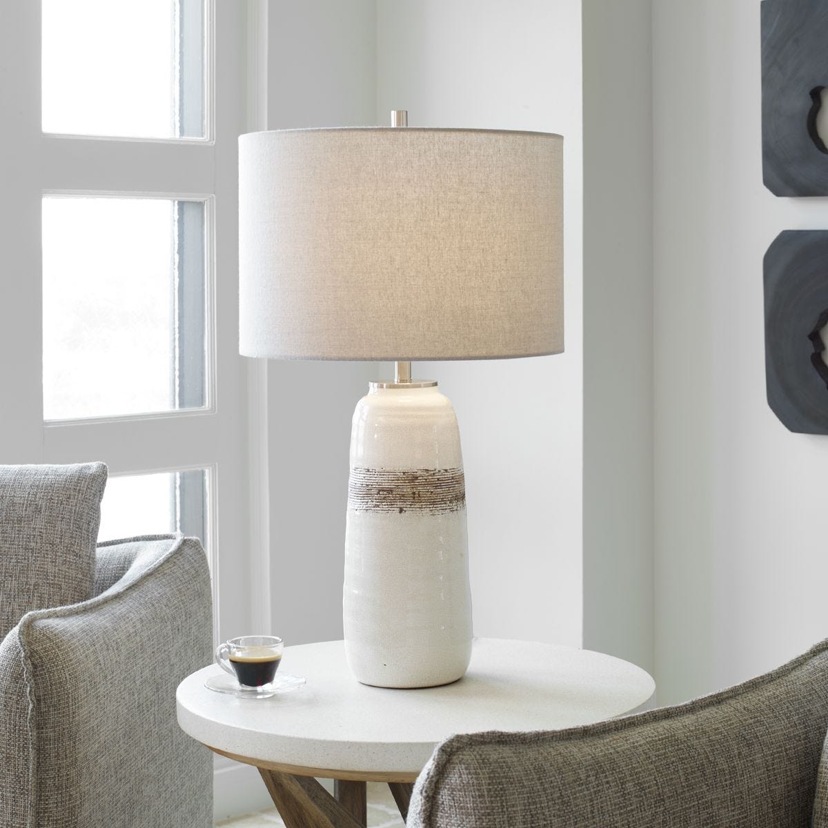 Compton Table Lamp on a table at Addison West