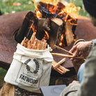 Farmhouse Pottery Fatwood Fire Starter at a campfire at Addison West