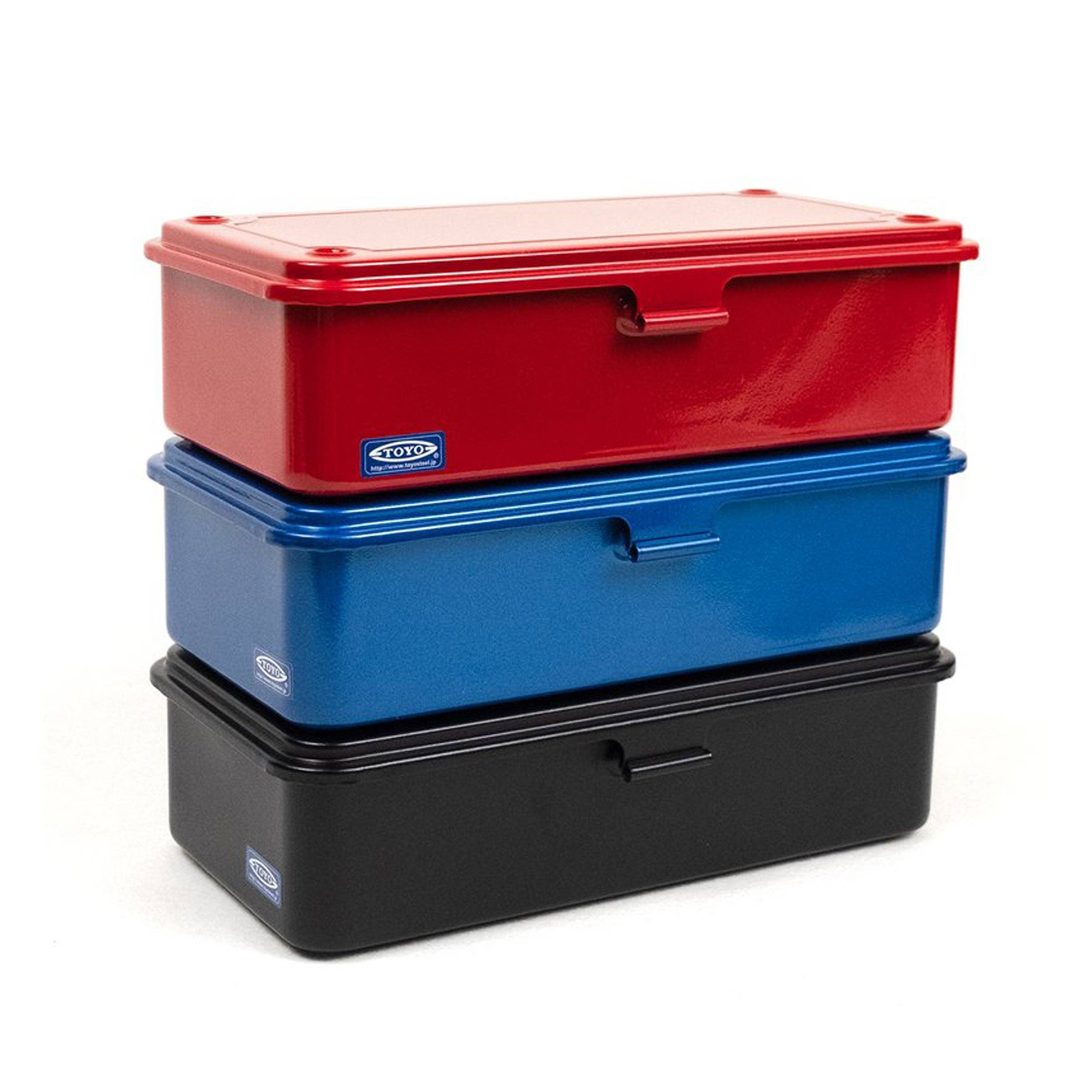 Toyo Steel Stackable Storage Box T-190 in Red on a white background at Addison West