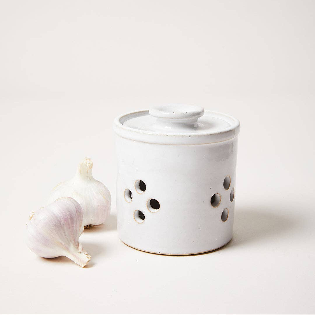Farmhouse Pottery Silo Garlic Keeper on a white background at Addison West