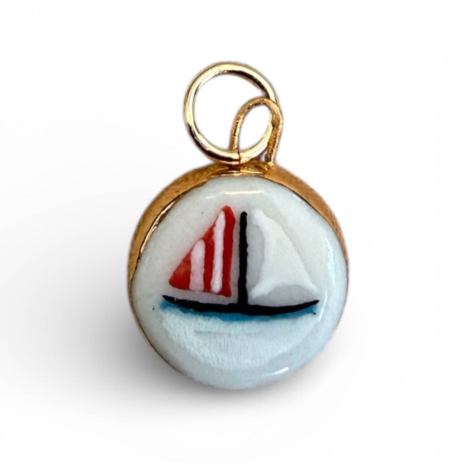Sailboat Circle Charm on a white background at Addison West