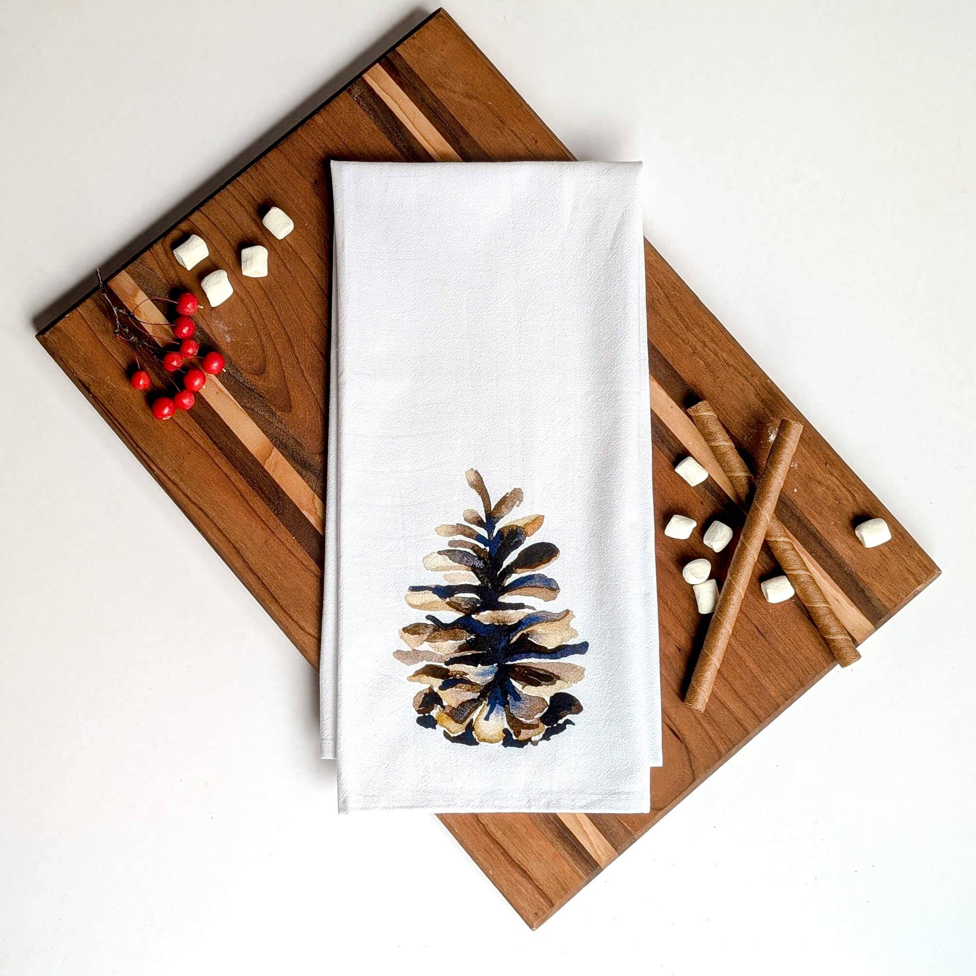 Pinecone Tea Towel on a white background at Addison West