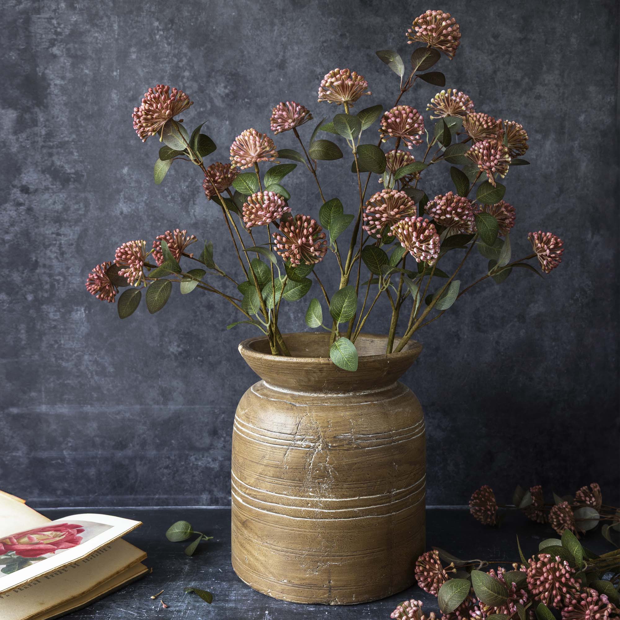Abigail Ahern Faux Eucalyptus Berry on a grey background at Addison West