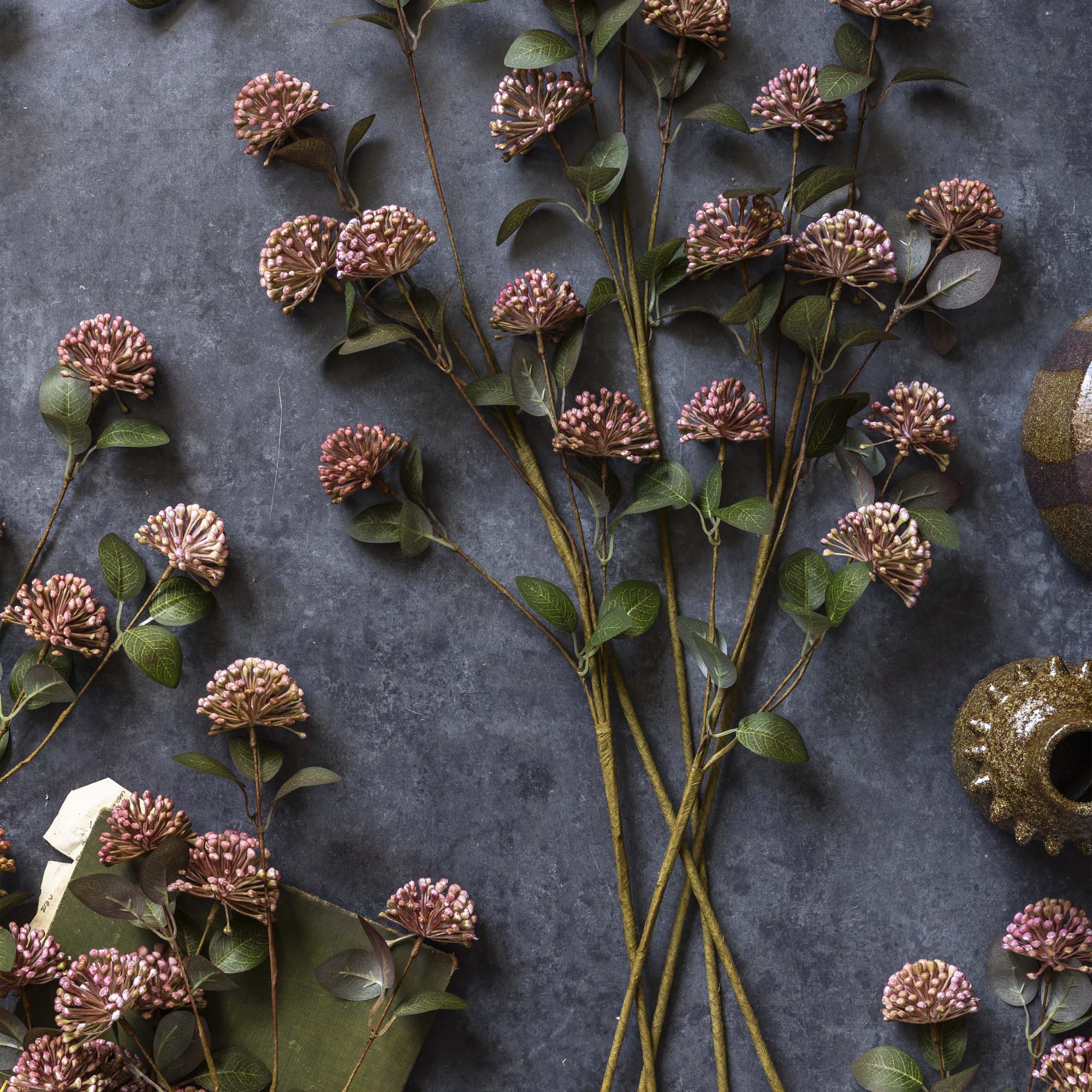 Abigail Ahern Faux Eucalyptus Berry on a grey background at Addison West