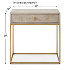 Dimensions of Pemberley Side Table on a white background at Addison West