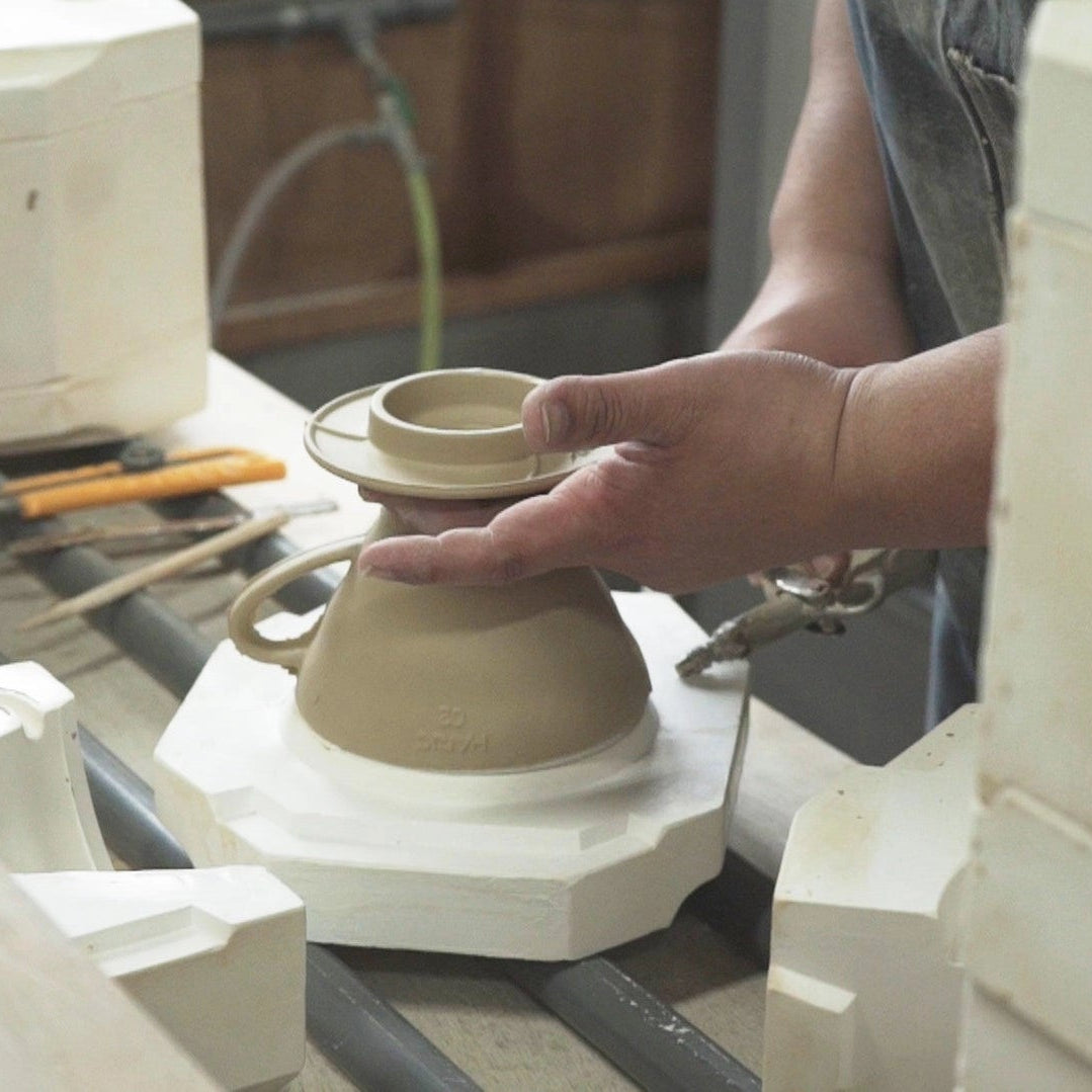 Hario V60 Ceramic Pour Over Coffee Set being made by a ceramicist