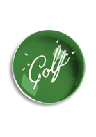 Green round paperweight with 'Golf' text on a white background